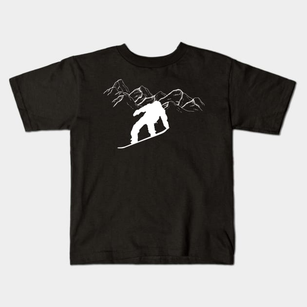 Lispe Snowboard in the Mountains Kids T-Shirt by Lispe